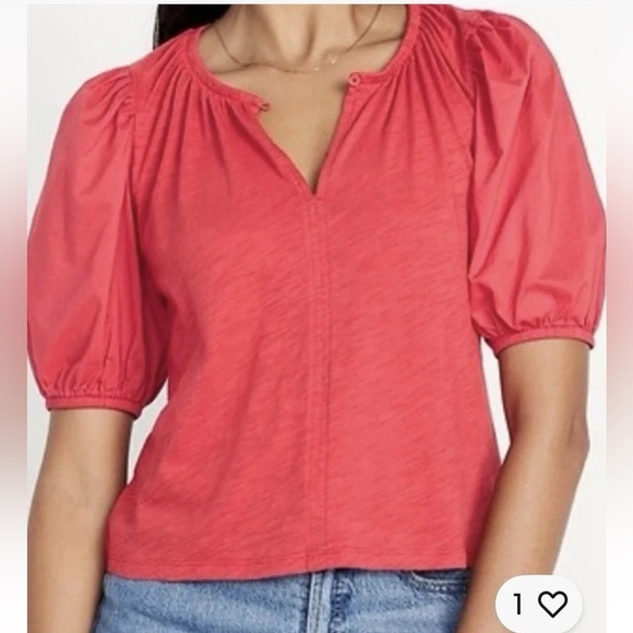 NWT Old Navy Cherry Tomato Puff Sleeve Knit Short Sleeve Top Size Small Cotton - Picture 1 of 10